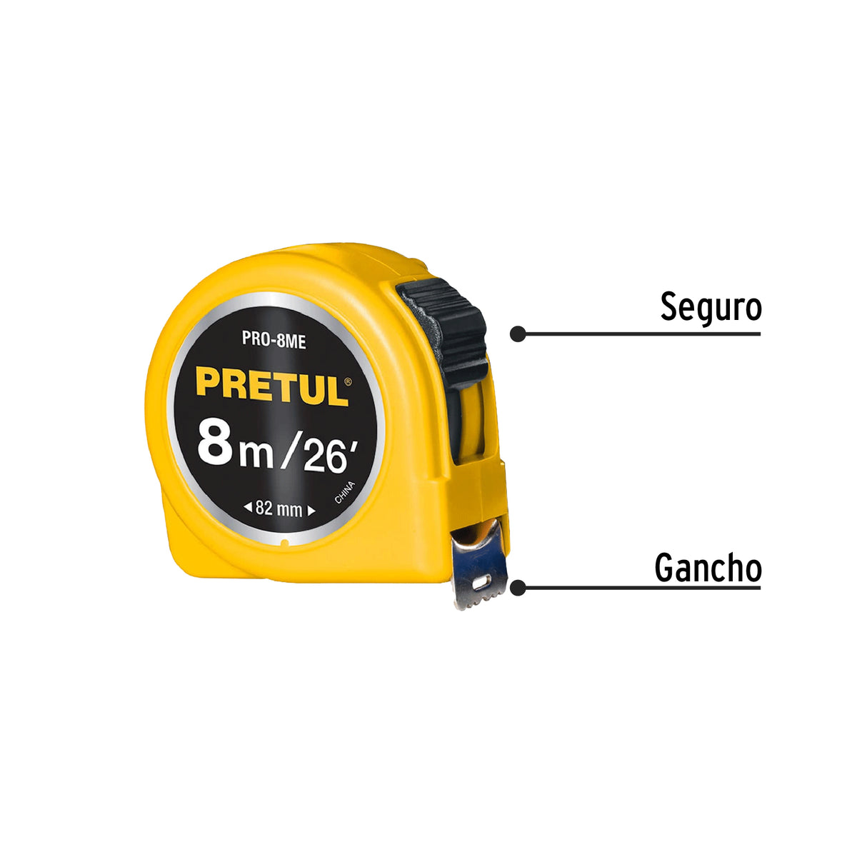 FLEXÓMETRO AMARILLO 8M CINTA 25MM 21603