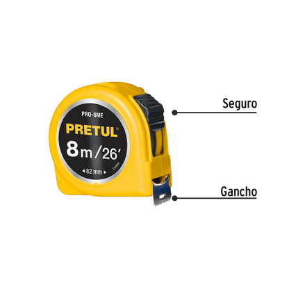 FLEXÓMETRO AMARILLO 8M CINTA 25MM 21603