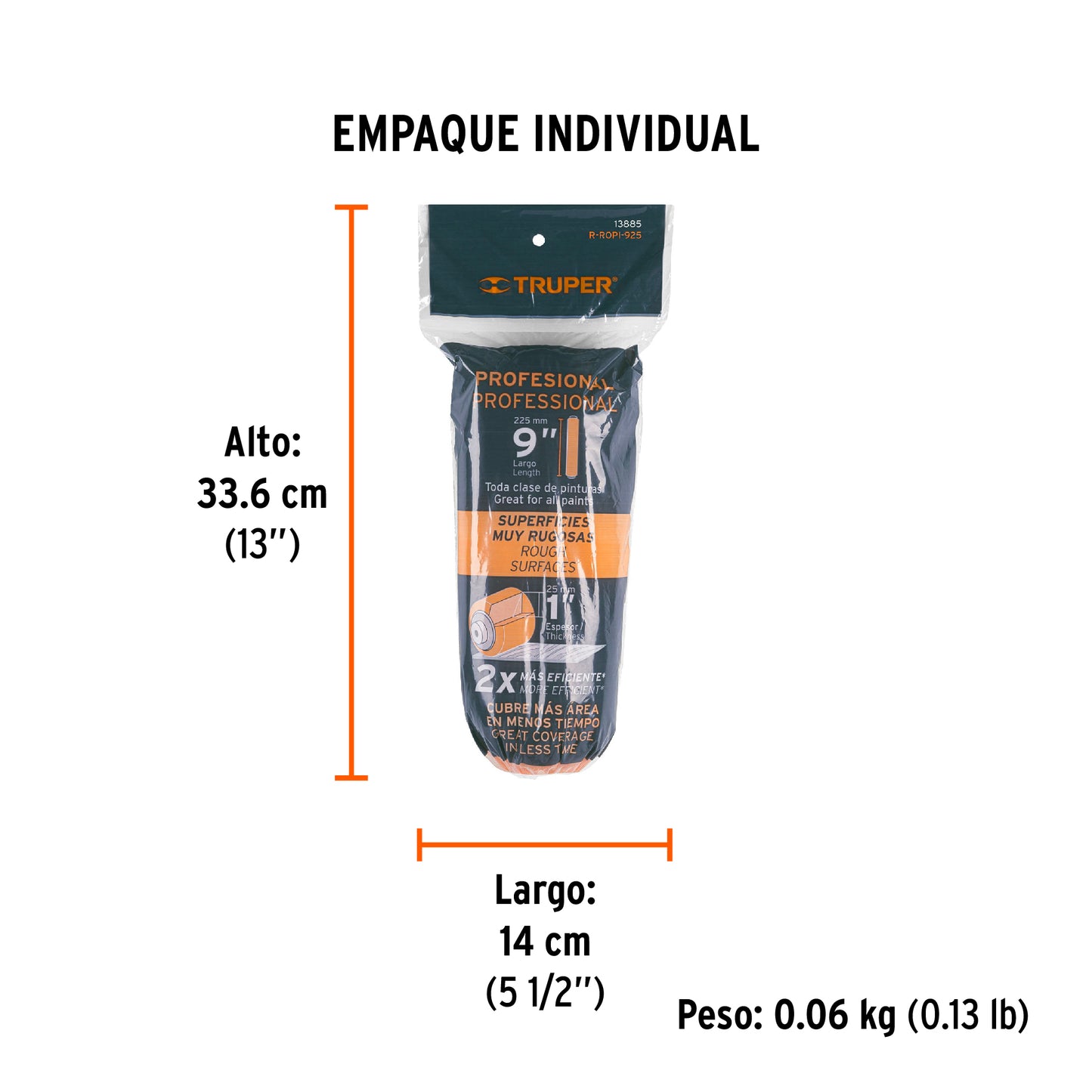 FELPA PARA RODILLO 9"X 1" SUP MUY RUGOSAS 13885