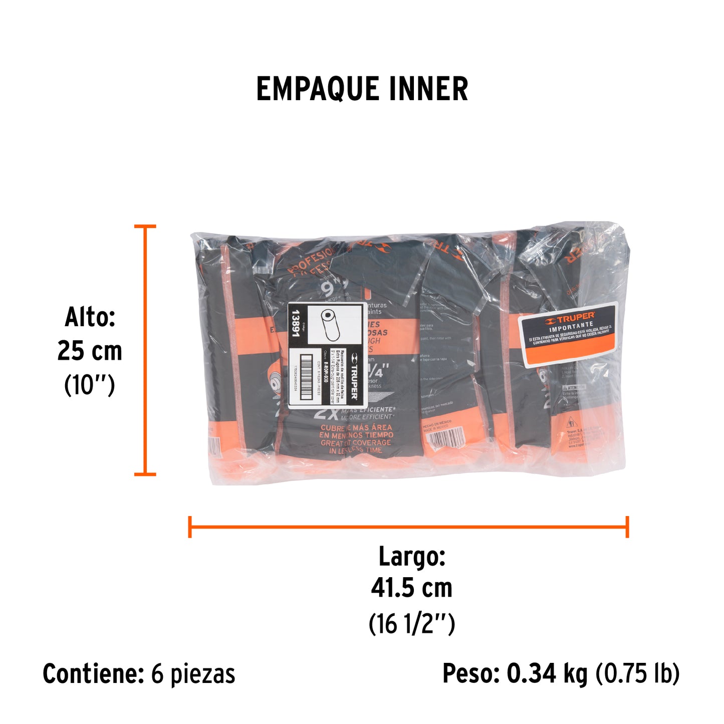 FELPA PARA RODILLO 9"X 1-1/4" SUP EXTRA RUGOSO 13891