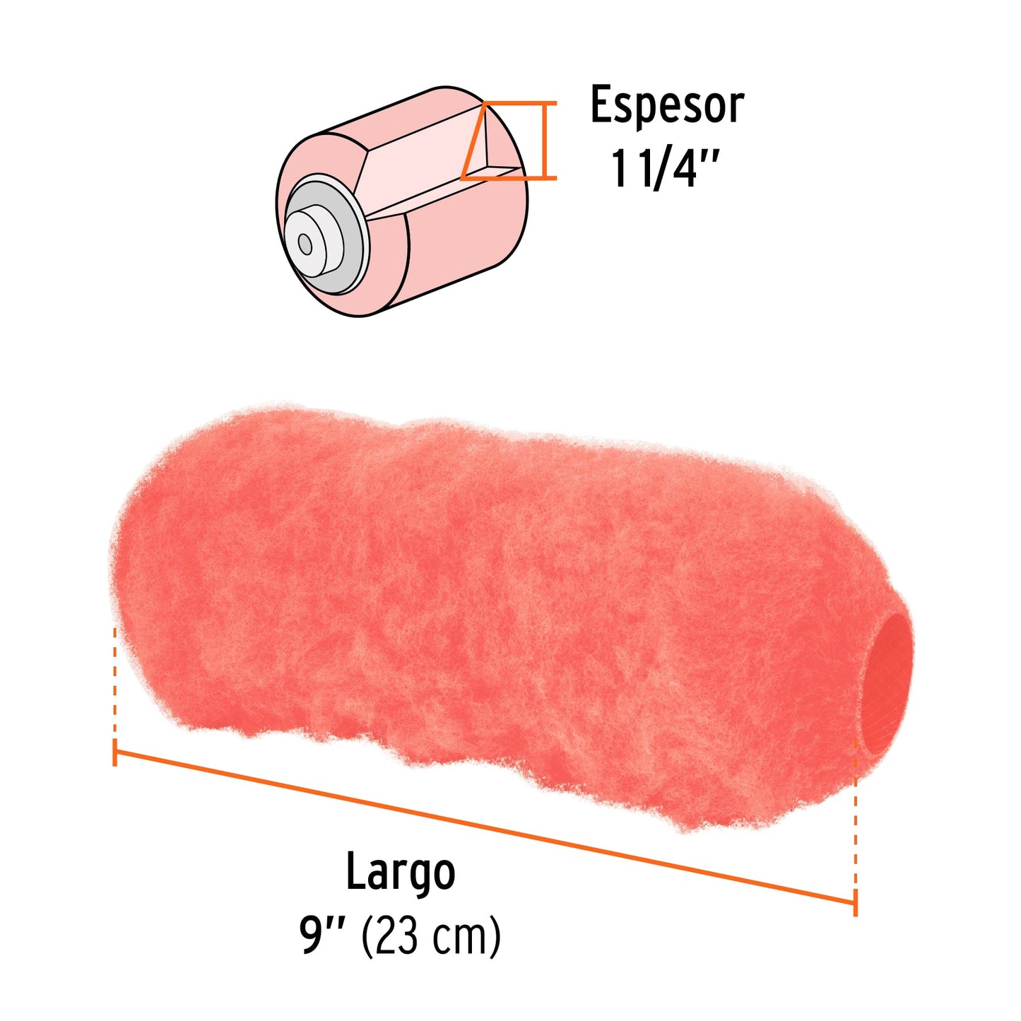 FELPA PARA RODILLO 9"X 1-1/4" SUP EXTRA RUGOSO 13891