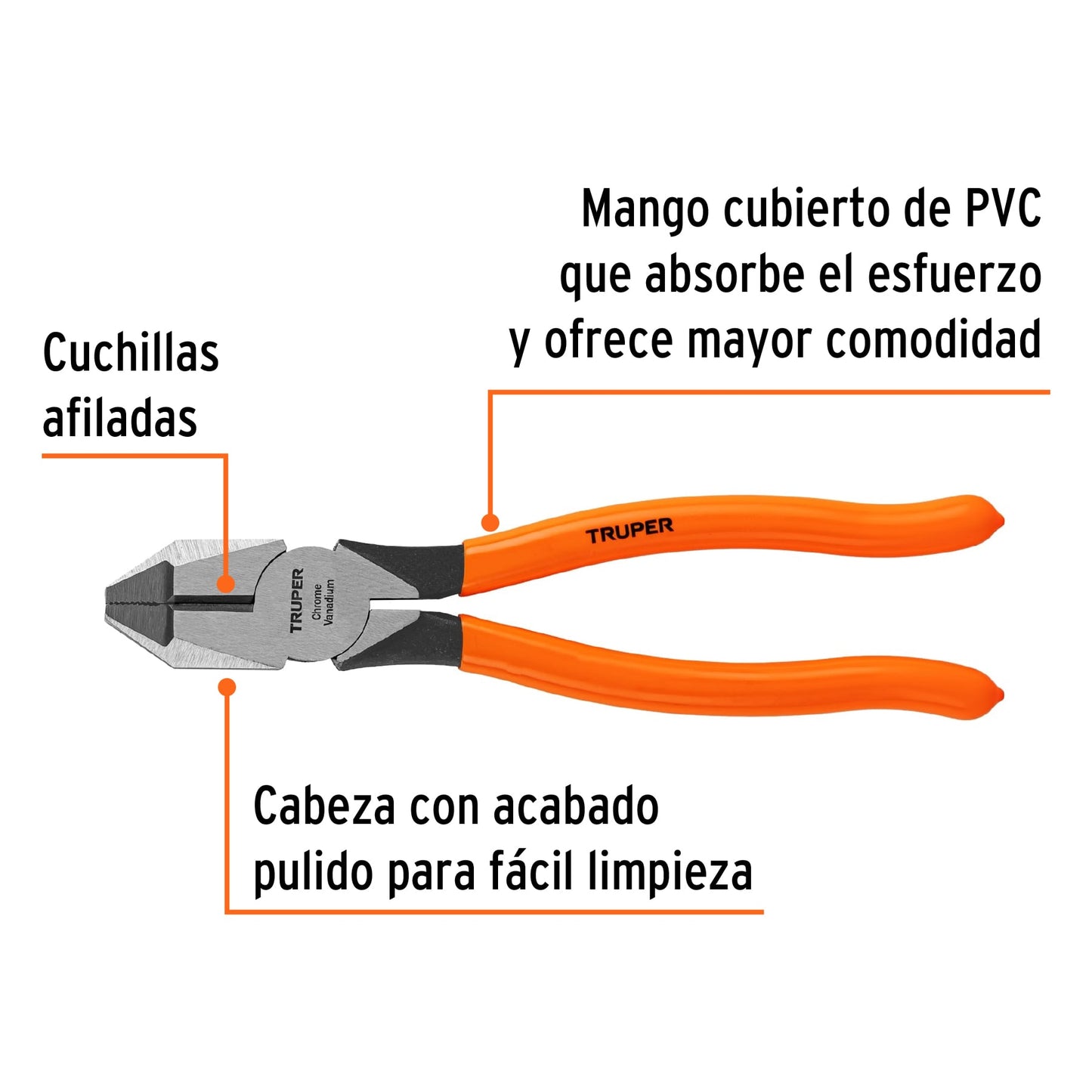 ALICATE PARA ELECTRICISTA CABEZA CUADRADA 8 17304