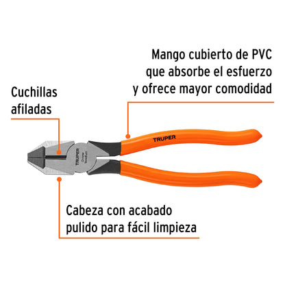 ALICATE PARA ELECTRICISTA CABEZA CUADRADA 8 17304