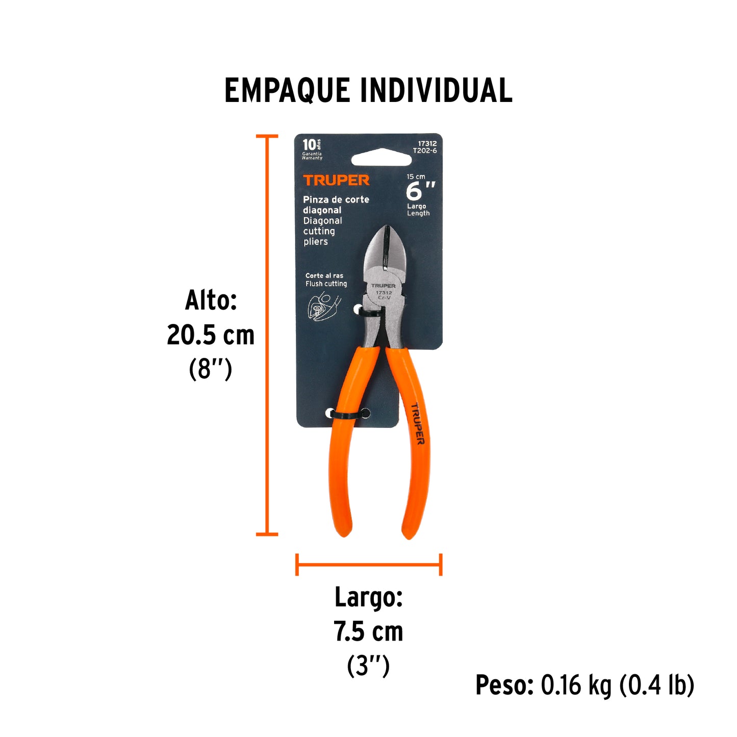 PINZA DE CORTE DIAGONAL TRUPER 6¨ 17312