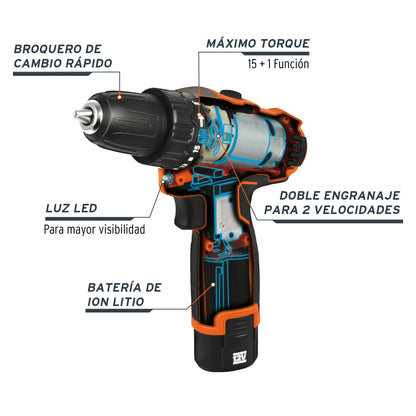 TALADRO COMPACTO INALÁMBRICO 12 V TRUPER 18653