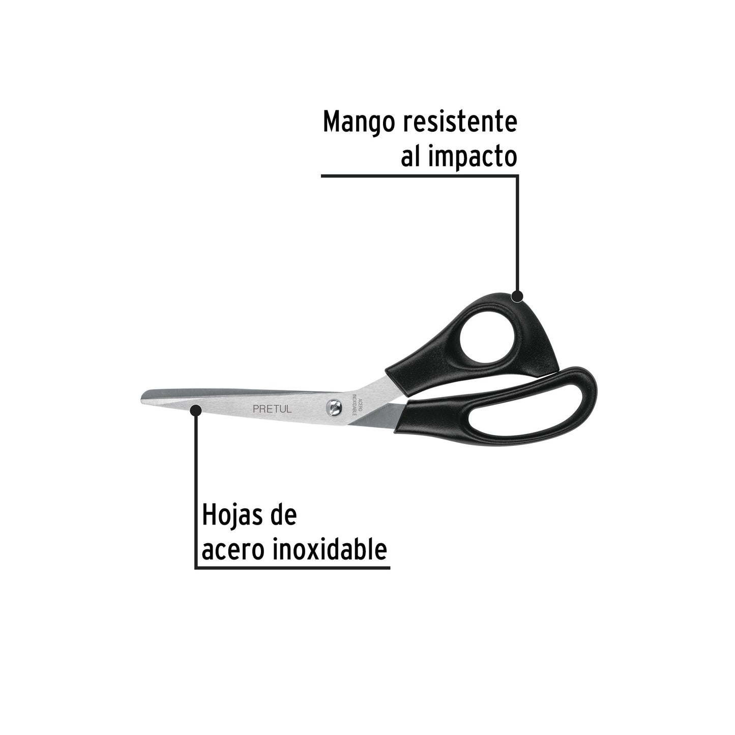 TIJERA 8 PULG ACERO INOX CASA Y OFICINA PRETUL 23185