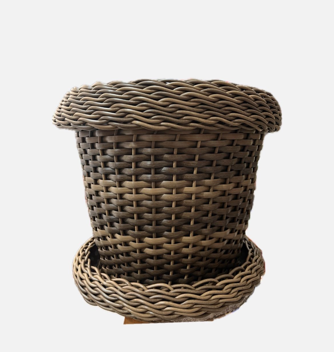 MACETA TEJIDA DAGUA 32 CM NATURAL + PLATO TEJIDO