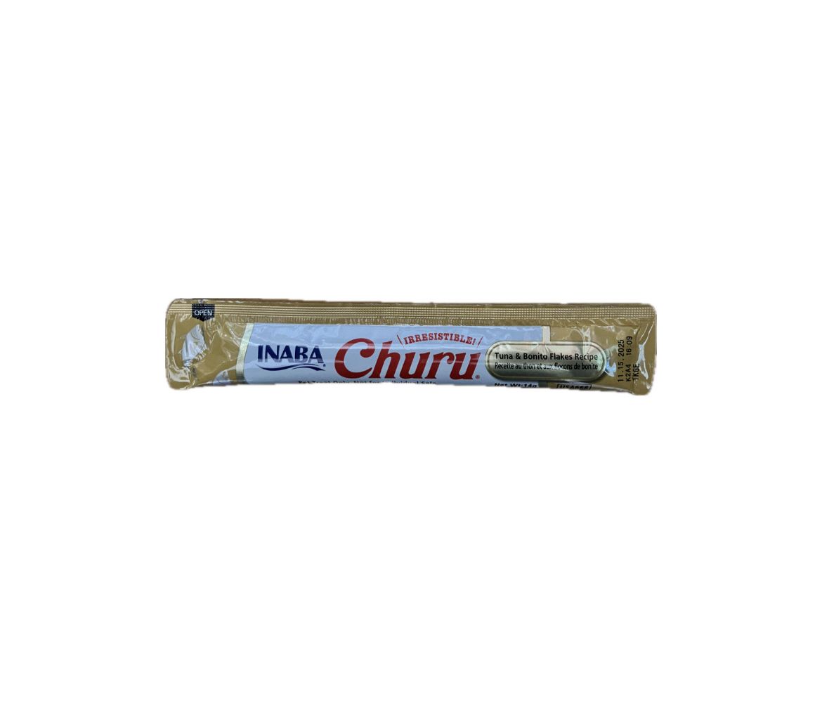CHURU GATO ATUN Y BONITO FLAKES 14 GR AMARILLO