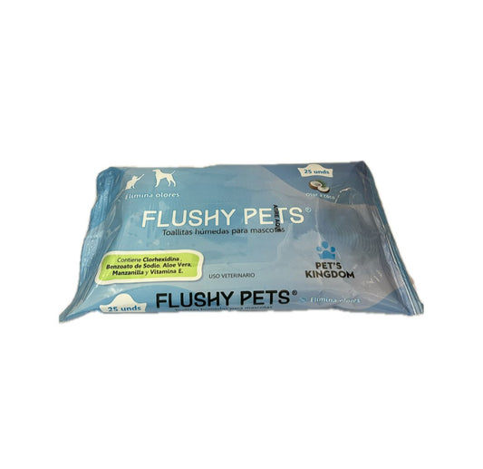 PAÑOS HUMEDOS FLUSHY PETS x 25 uni