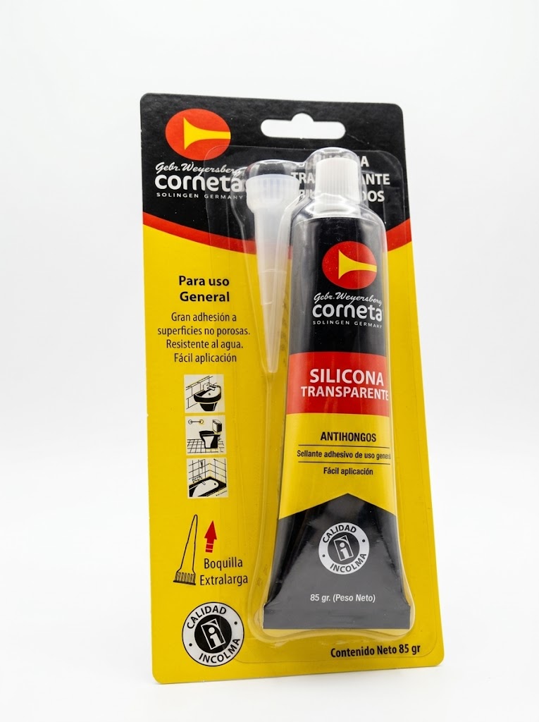 SILICONA CORNETA TRANSPARENTE ANTIHONGOS  85 GR