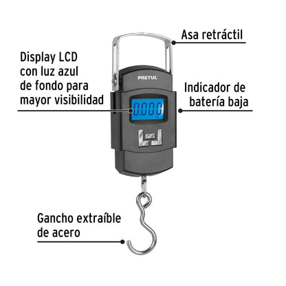 BÁSCULA ELECTRONICA COLGANTE 50KG 28180 PRETUL