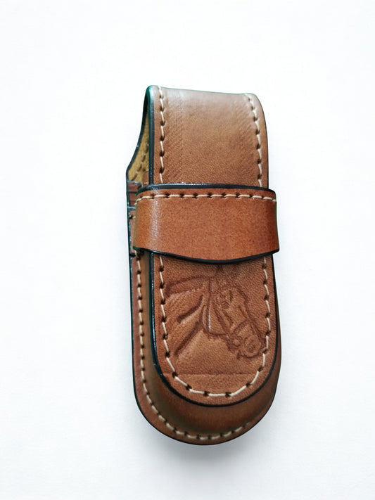 Estuche caballito en cuero para navaja