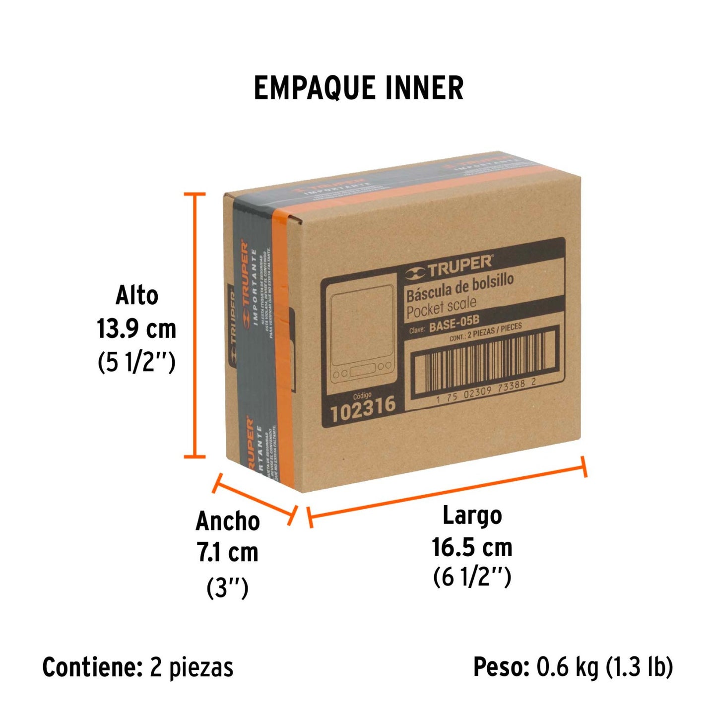 BÁSCULA DE BOLSILLO 500GR TRUPER 102316