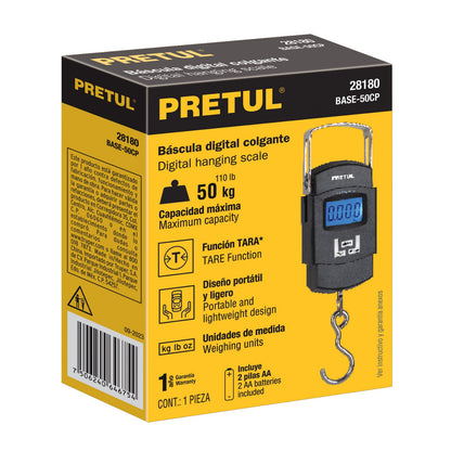 BÁSCULA ELECTRONICA COLGANTE 50KG 28180 PRETUL
