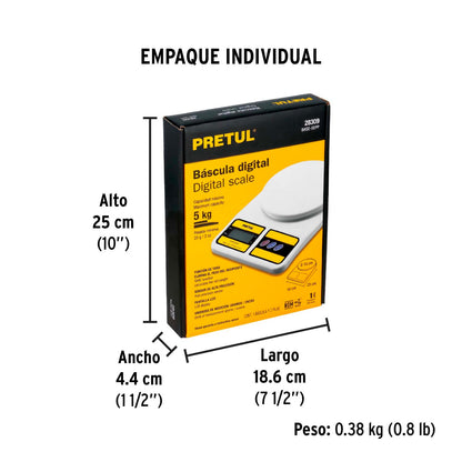 BÁSCULA ELECTRONICA 5KG 28309 PRETUL