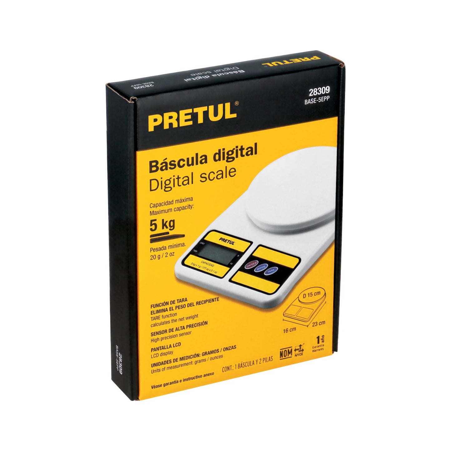 BÁSCULA ELECTRONICA 5KG 28309 PRETUL