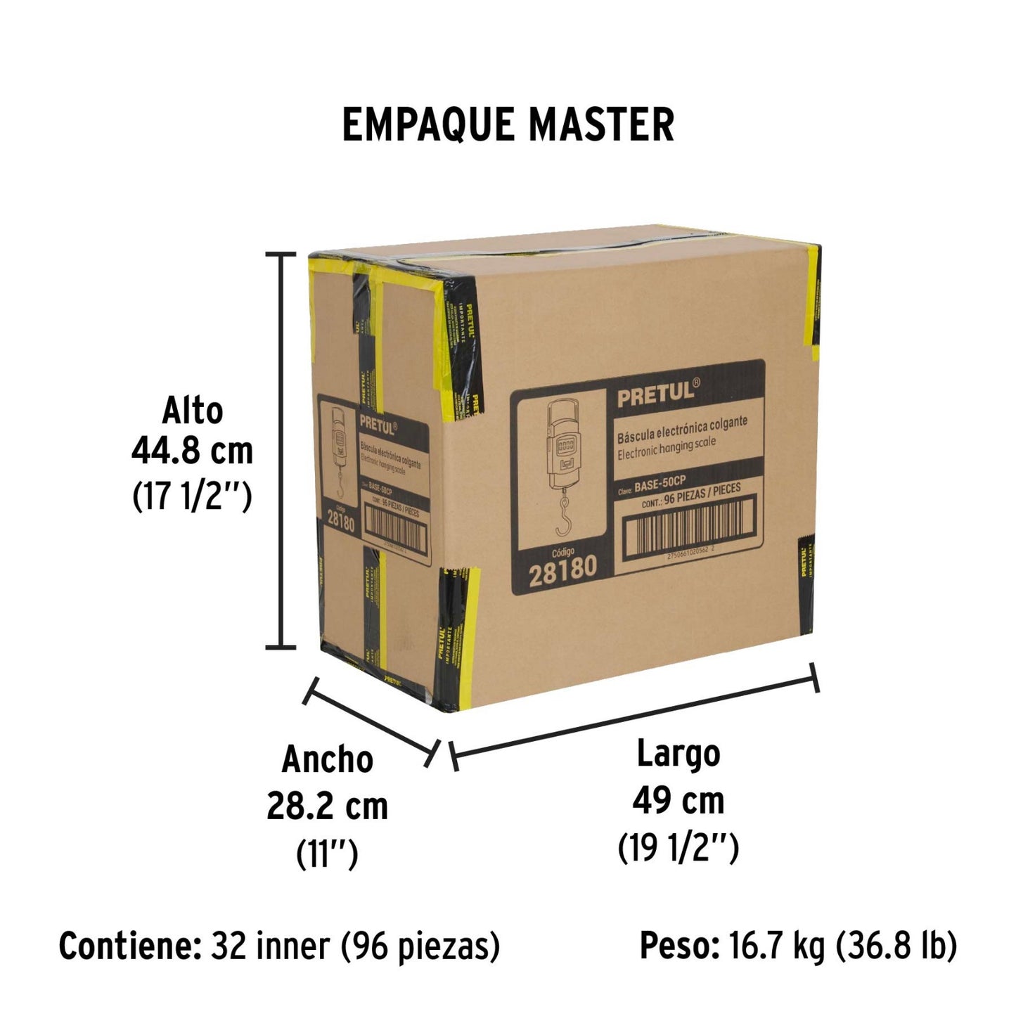 BÁSCULA ELECTRONICA COLGANTE 50KG 28180 PRETUL
