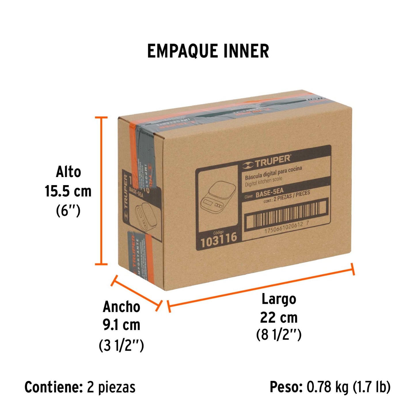 BÁSCULA ELECTRONICA 5KG 103116 TRUPER