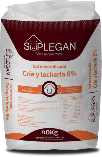 Sal mineralizada Cría y Lechería 8% Suplegan - imagen del empaque suministrado